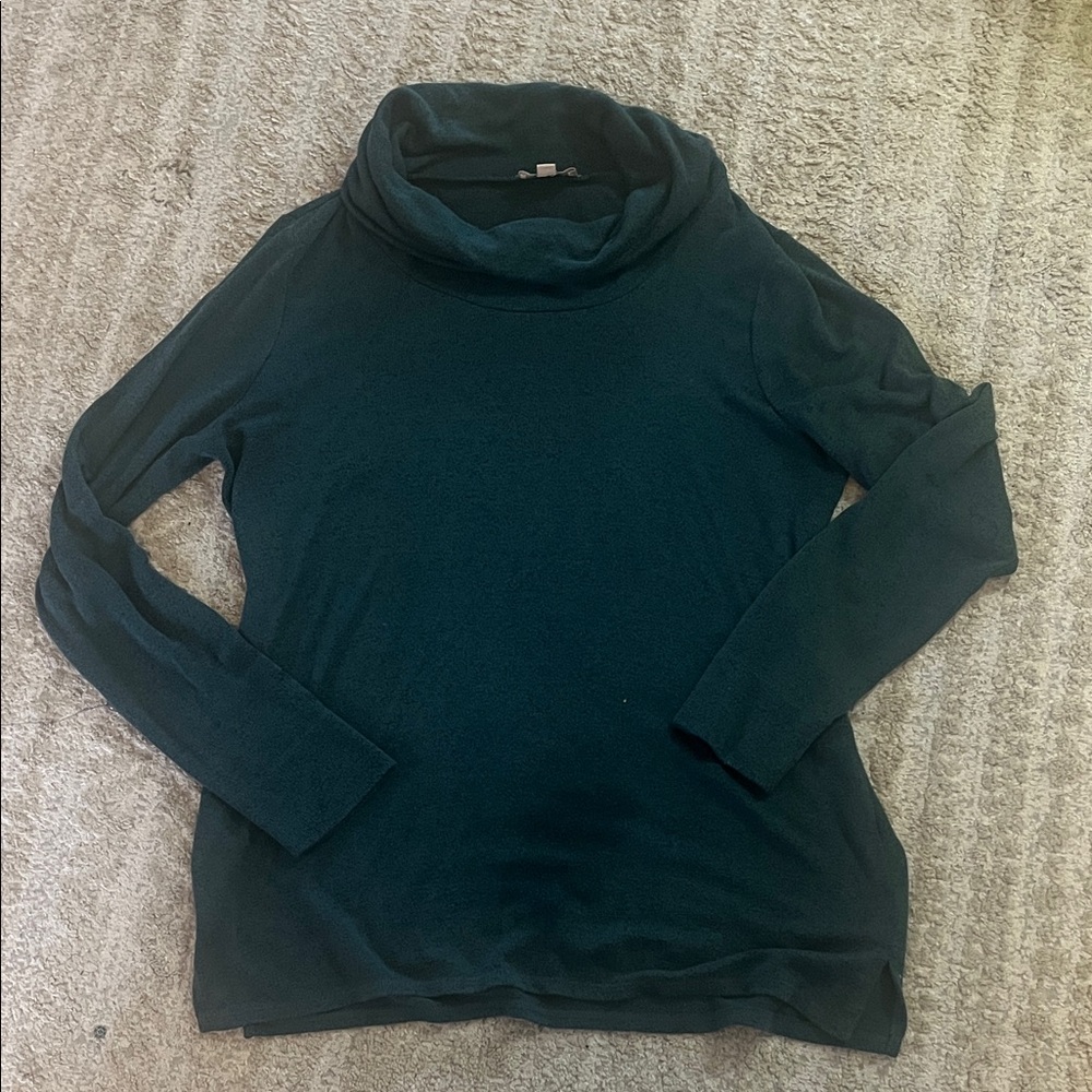 LOFT Cowl Neck Dark Teal Soft Women's Long Sleeve Top Medium